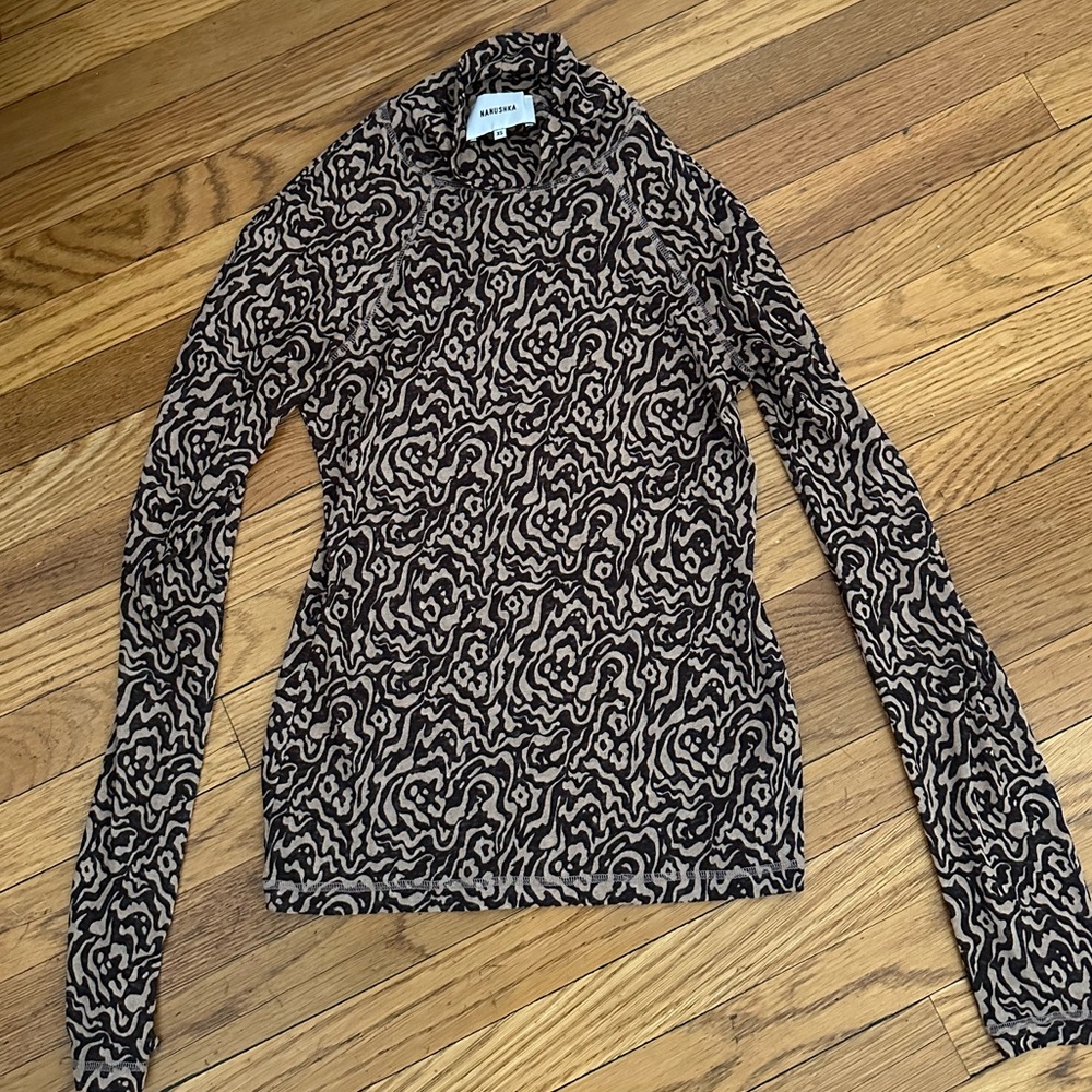 Nanushka mesh long sleeve mock neck